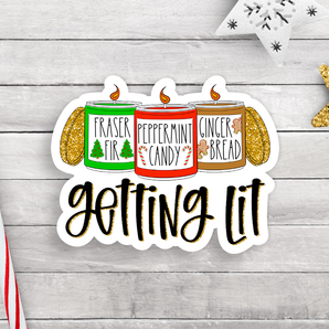 Getting Lit Christmas Candles Vinyl Sticker