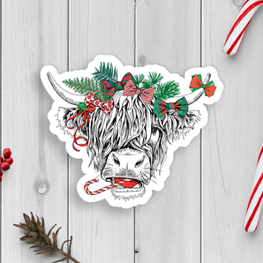 Christmas Cow Vinyl Sticker