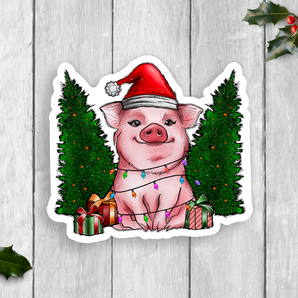 Holiday Pig Vinyl Sticker