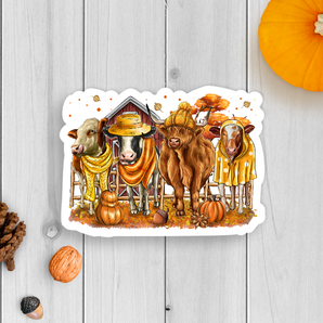 Fall Cows Vinyl Sticker