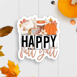 Happy Fall Y'all Vinyl Sticker