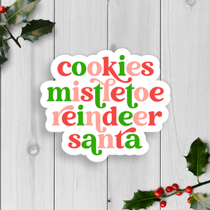 Cookies Mistletoe Reindeer Santa Vinyl Sticker