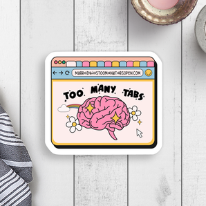 Brain Too Many Tabs Vinyl Sticker