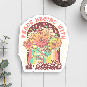 Peace Begins With A Smile Vinyl Sticker