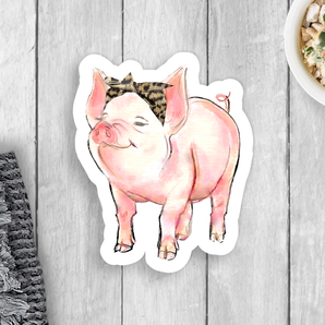 Watercolor Pig Vinyl Sticker