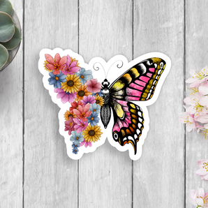 Floral Butterfly Vinyl Sticker