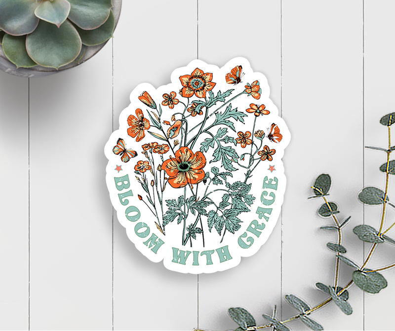 Bloom With Grace Vinyl Sticker