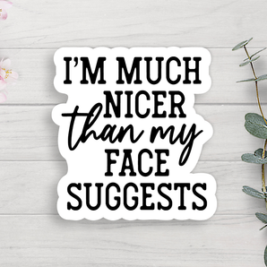 Nicer Than My Face Suggests Vinyl Sticker