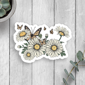 Floral Butterfly Vinyl Sticker