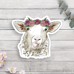 Floral Sheep Vinyl Sticker