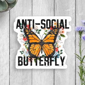 Anti-Social Butterfly Vinyl Sticker