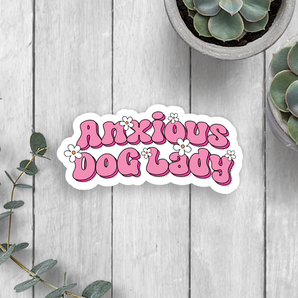 Anxious Dog Lady Vinyl Sticker