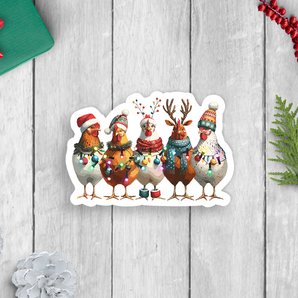 Holiday Chickens Vinyl Sticker