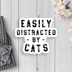 Easily Distracted By Cats Vinyl Sticker