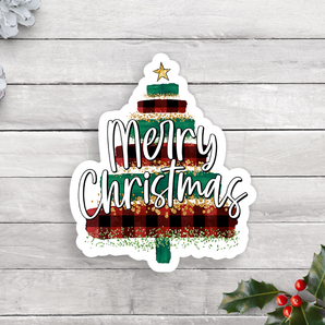 Merry Christmas Tree Vinyl Sticker