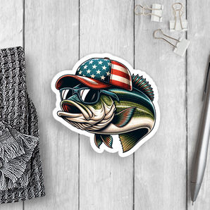 Patriotic Bass Fish Vinyl Sticker