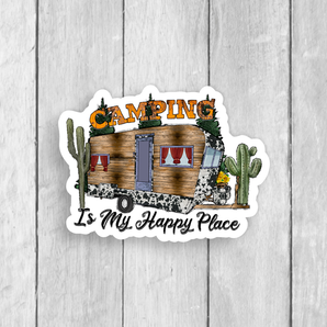 Camping Is My Happy Place Vinyl Sticker