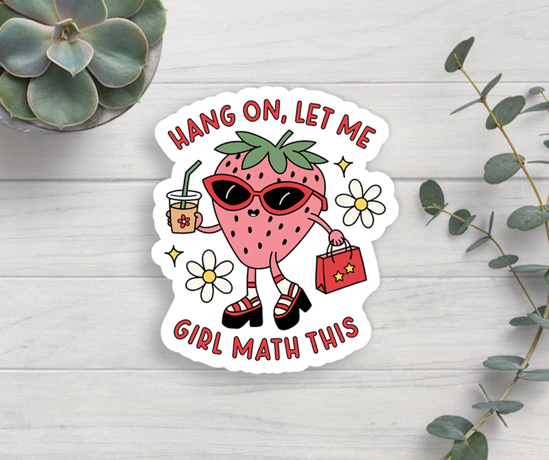 Girl Math Strawberry Vinyl Sticker