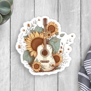 Sunflower Guitar Vinyl Sticker