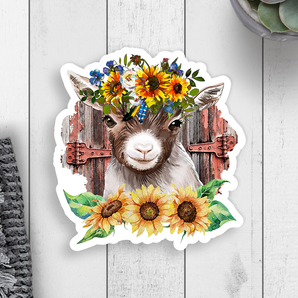 Sunflower Goat Vinyl Sticker