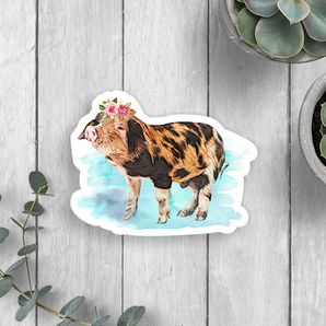 Floral Pig Vinyl Sticker