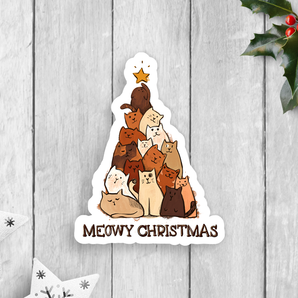 Meowy Christmas Tree Vinyl Sticker