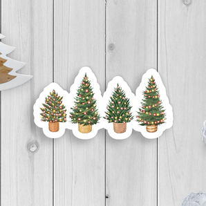 Holiday Trees With Lights Vinyl Sticker