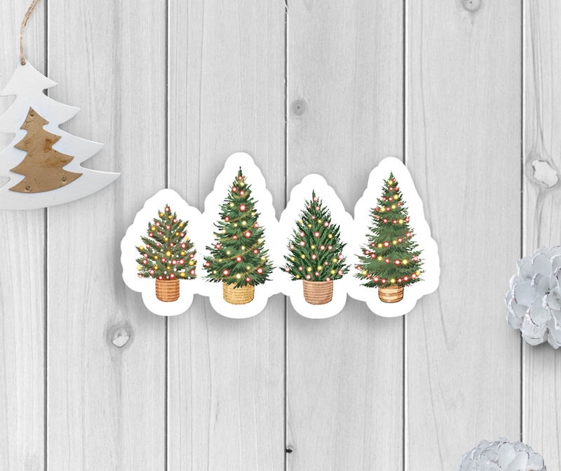 Holiday Trees With Lights Vinyl Sticker