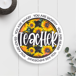 Teacher Sunflower  Vinyl Sticker