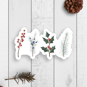 Christmas Winter Florals Vinyl Sticker