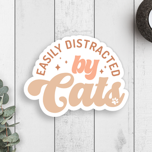 Easily Distracted By Cats Vinyl Sticker