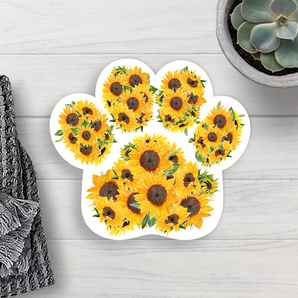 Sunflower Paw Print  Vinyl Sticker