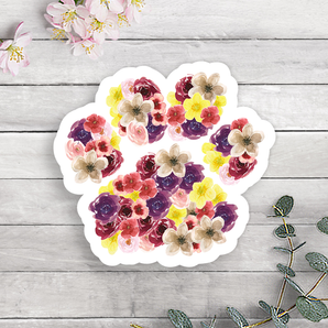 Floral Paw Print Vinyl Sticker