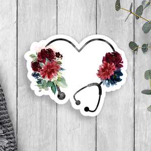 Floral Stethoscope Vinyl Sticker