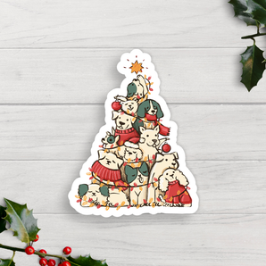 Dogs Christmas Tree Vinyl Sticker