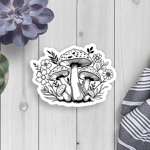 Floral Mushroom Vinyl Sticker