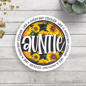 Auntie Sunflower Vinyl Sticker