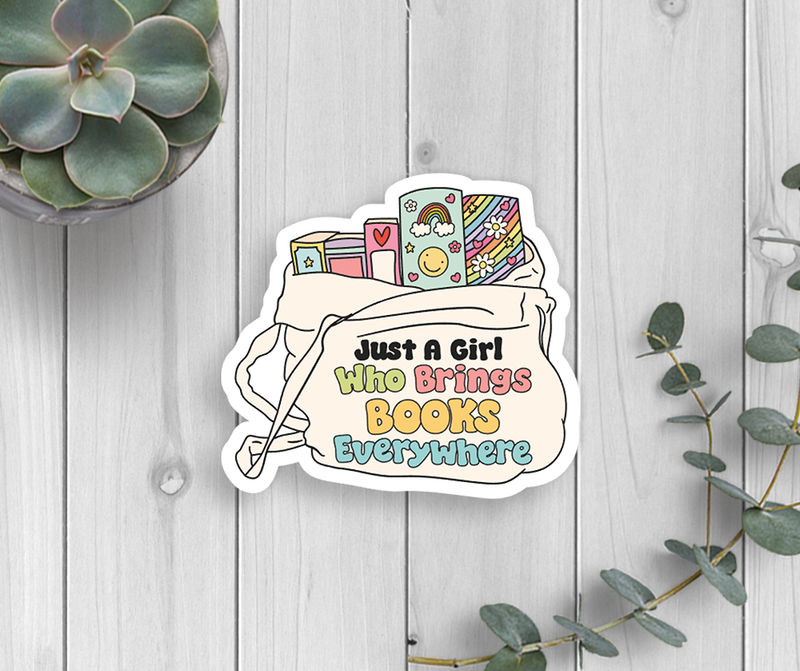 Brings Books Everywhere Vinyl Sticker