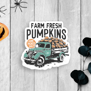 Pumpkin Farm Truck Vinyl Sticker