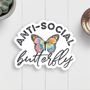 Anti-social Butterfly Vinyl Sticker