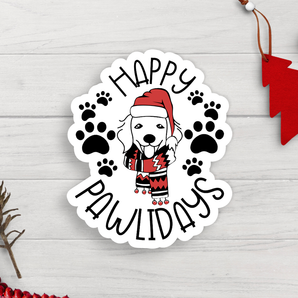 Happy Pawlidays Vinyl Sticker