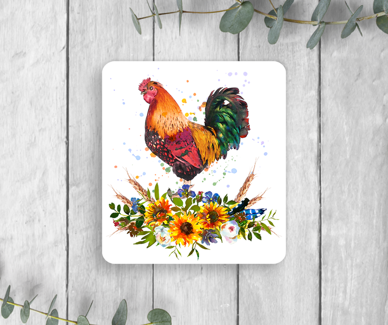 Floral Rooster Vinyl Sticker