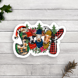 Joy Holiday Cows Trio Vinyl Sticker