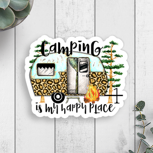 Camping Is My Happy Place Vinyl Sticker