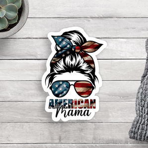 Messy Bun American Mama Vinyl Sticker