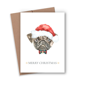 Pug Merry Christmas Card