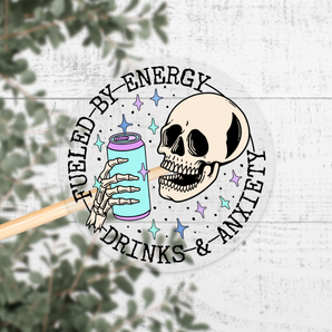 Energy Drinks & Anxiety Clear Vinyl Sticker